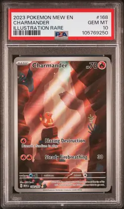 PSA 10 GEM MINT Charmander Illustration Rare 168/165 SV Pokemon 151 2023 English - Image 1