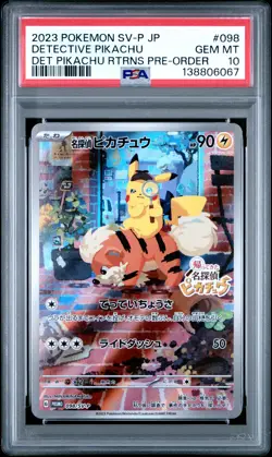 2023 POKEMON JPN SV-P PROMO #098 DETECTIVE PIKACHU PSA 10 - Image 1