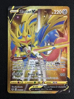 Zacian V 211/202 Sword & Shield Base Full Art Secret Rare Gold Pokemon TCG -M/NM - Image 1