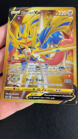 Zacian V 211/202 Sword & Shield Base Full Art Secret Rare Gold Pokemon TCG -M/NM - Image 2