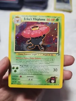 Pokemon TCG Erika's Vileplume Gym Heroes 5/132 Holo Unlimited Rare DAMAGED - Image 1