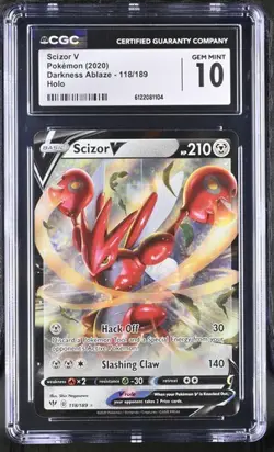 Scizor V *CGC 10* Holo *Darkness Ablaze* #118 *2020* Pokemon - Image 1