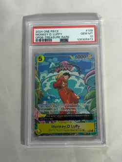 One Piece CCG Graded 10 Monkey D. Luffy Treasure Rare OP07-109 - Image 1