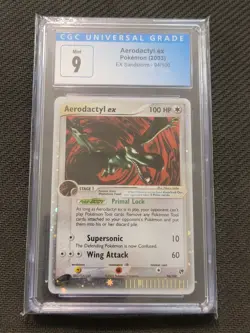 Pokemon Aerodactyl EX 94/100 EX Sandstorm Sand Holo Foil Rare Graded CGC 9 Blue - Image 1