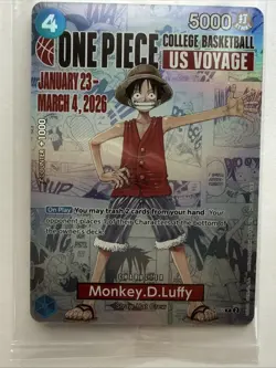 One Piece Monkey D. Luffy US Voyage College Basketball Promo Card (Mint - New) - Image 1