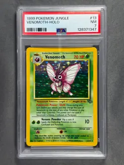 1999 Pokemon Jungle Venomoth Holo 13/64 Base Set Series RARE Pokemon Card PSA 7 - Image 1