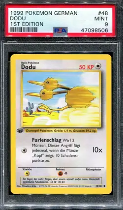 PSA 9 Pokemon 1999 German 1st Edition Base Porenta Farfetch'd #27 Dodo Doduo #48 - Image 3