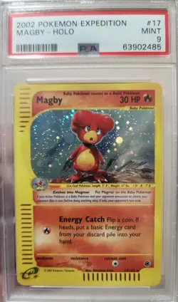 Pokemon Magby Expedition Holo Rare #17 PSA 9 Mint - Image 1