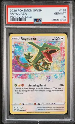 PSA 10 RAYQUAZA 138 AMAZING RARE VIVID VOLTAGE POKEMON MJ - Image 1