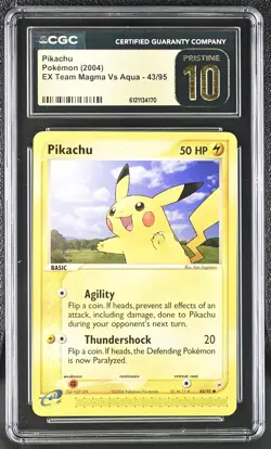 CGC 10 PRISTINE Pikachu 2004 EX Team Magma Vs Aqua 43/95 Pokemon Card - Image 1