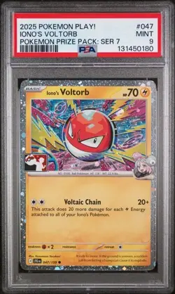 2025 Pokemon Card Prize Pack Series 7 Iono's Voltorb 47/159 PSA 9 - Image 1