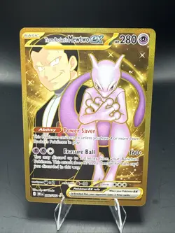 Pokemon Team Rockets Mewtwo EX Gold Full Art Holo Card 240/182 Destined Rivals - Image 1