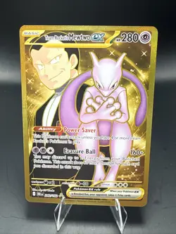 Pokemon Team Rockets Mewtwo EX Gold Full Art Holo Card 240/182 Destined Rivals - Image 2