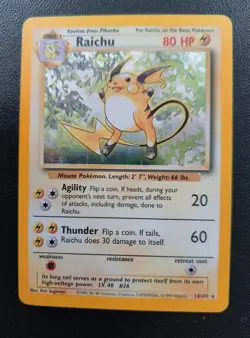 Raichu Holo Rare Pokemon-14/102-NM-WOTC Base Set 1999-Unlimited Vintage - Image 1