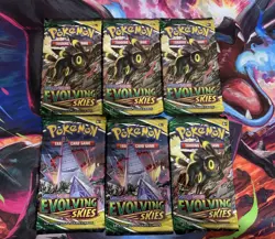 6 x Pokemon Evolving Skies Booster Pack NEW SEALED from Kanto Tins - Image 1
