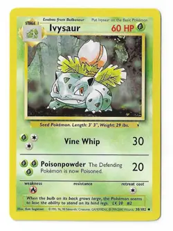 Ivysaur 30/102 - Base Set - 4th print - Pokemon TCG - WoTC - 1999-2000 - LP - Image 1