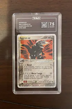 TAG 7.5 (SWIRL) Aggron Ex Holo Sandstorm #95 2003 Pokemon Ex Sandstorm - Image 1