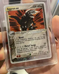 TAG 7.5 (SWIRL) Aggron Ex Holo Sandstorm #95 2003 Pokemon Ex Sandstorm - Image 3
