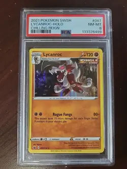 MINT Lycanroc #087/198 Holo Rare 2021 Pokemon Chilling Reign LP 087/198 PSA 8 - Image 1