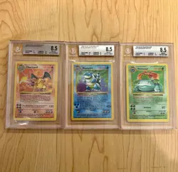 Pokemon 1999 Base Shadowless Holo Charizard Blastoise Venusaur BGS 8.5 TRIO - Image 1