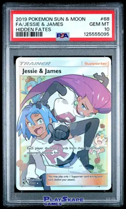 Pokemon Card PSA 10 Jessie & James 68/68 Hidden Fates Full Art Team Rocket 2019 - Image 1