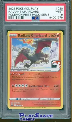 Pokemon Card PSA 9 Radiant Charizard 020/159 Prize Pack Series Promo CRZ 2023 #1 - Image 1