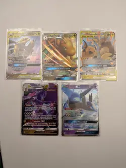5 Rare GX Series Pokemon Cards, Garchomp, Raichu, Dragonite, Latinos, Nagandel - Image 1