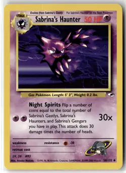 Sabrina's Haunter ⭐ 58/132 Uncommon Gym Heroes 2000 Pokemon LP - Image 1