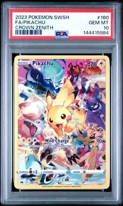 2023 POKEMON SWORD & SHIELD CROWN ZENITH #160 FULL ART/PIKACHU PSA 10 - Image 1