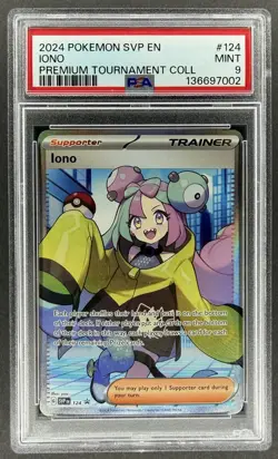 2024 Pokemon SV Black Star Promo - SVP EN #124 Iono Premium Tournament PSA 9 - Image 1
