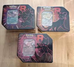 New Sealed Pokemon TCG Destined Rivals Team Rocket Tin Set of 3 - Image 1