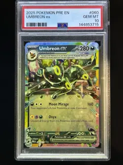 2025 Pokemon Prismatic Evolutions Umbreon ex Double Rare #060/131 PSA 10 - Image 1