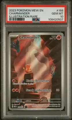 2023 POKEMON MEW EN-151 ILLUSTRATION RARE #168 CHARMANDER PSA 10 - Image 1