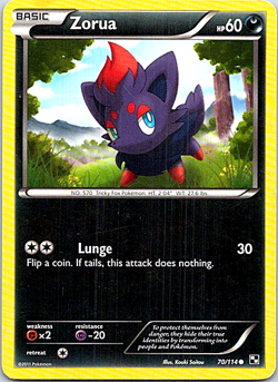 Zorua 70/114 Pokemon Black & White Regular Light Play - Image 1