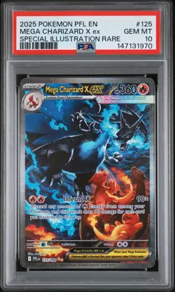 2025 POKEMON PFL EN-PHANTASMAL FLAMES #125 MEGA CHARIZARD X EX PSA 10 - Image 1