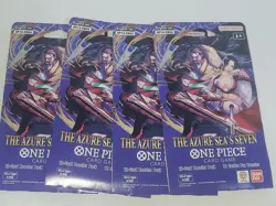 One Piece TCG The Azure Sea's Seven Card Booster Sleeve OP-14 Eng Lot Of 4 Packs - Image 1
