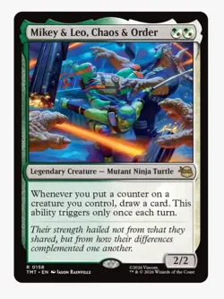 Mikey & Leo, Chaos & Order | MTG TMT TMNT | Rare | Legendary Ninja Turtle | NM - Image 1