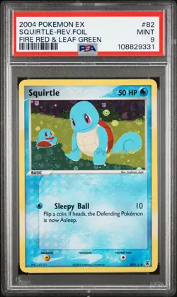 2004 POKEMON EX FIRE RED & LEAF GREEN 82 SQUIRTLE-REVERSE FOIL PSA 9 MINT - Image 1