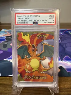 CHARIZARD TV ANIMATION CLEAR CARDS TOPPS POKEMON TV ANIMATION 2000 PC3 PSA 9 - Image 1