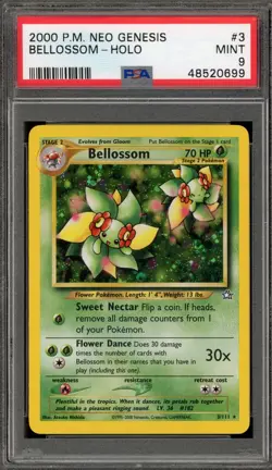 Pokemon Bellossom Neo Genesis Unlimited Holo Rare #3 PSA 9 Mint - Image 1