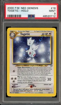 Pokemon Togetic Neo Genesis Unlimited Holo Rare #16 PSA 9 Mint - Image 1