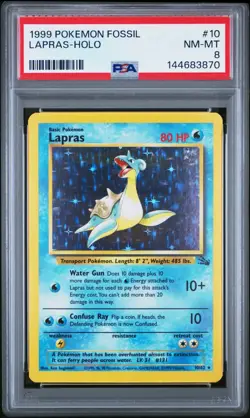 1999 POKEMON FOSSIL #10 LAPRAS-HOLO PSA 8 - Image 1