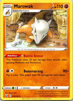 Marowak 070/163 Rare SWSH05: Battle Styles NM Pokemon - Image 1