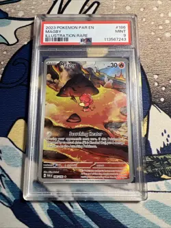 Pokemon TCG Magby 186/182 SV04: Paradox Rift Illustration Rare Holo PSA 9 - Image 1
