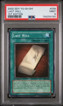 2002 YU-GI-OH! STARTER DECK: YUGI 039 LAST WILL 1ST EDITION PSA 9 MINT - Image 1