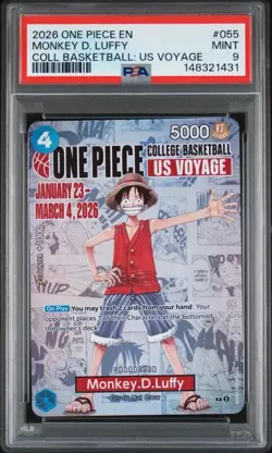 2026 ONE PIECE PROMOS COLLEGE BASKETBALL: US VOYAGE #055 MONKEY D. LUFFY PSA 9 - Image 1