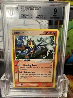 Pokemon BGS 9.0 Entei Gold Star Unseen Forces 113/115 Holo - Image 1