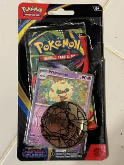 OPENED Pokemon TCG: Phantasmal Flames Whimsicott Promo w/ Swirl 🌀Blister Pack - Image 1