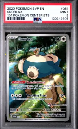 2023 POKEMON SVP 151 POKEMON CENTER ETB PROMO #051 SNORLAX PSA 9 - Image 1