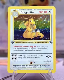 Dragonite 4/62 1st Edition Holo Rare - Pokemon Fossil - Vintage MP - Image 1
